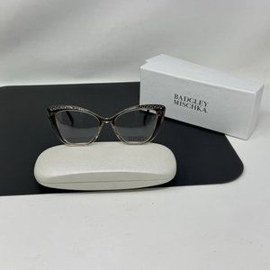 Badgley Mischka Maxina With Gem Stones Almond 52 [] 17 Eyeglasses Frame Cat Eye